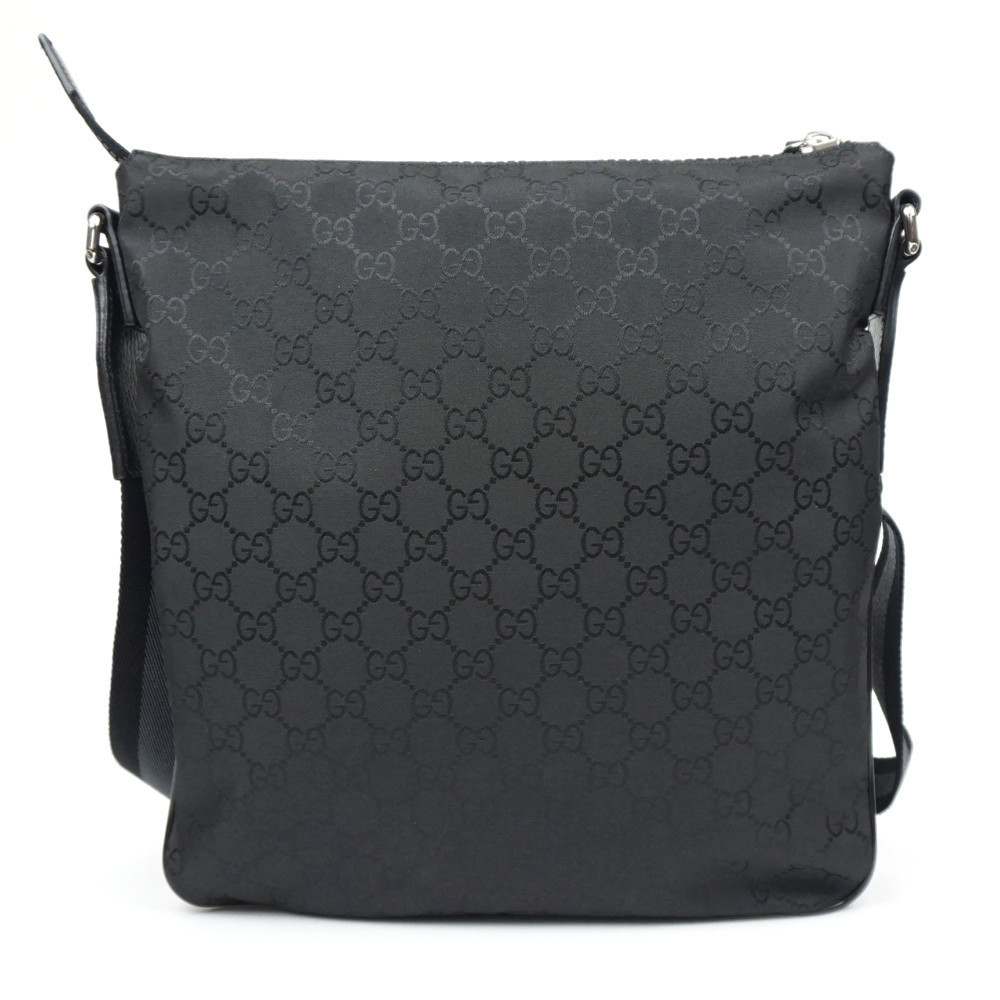 Gucci Nylon Messenger Black Crossbody Bag  GG Shoulder GUCC